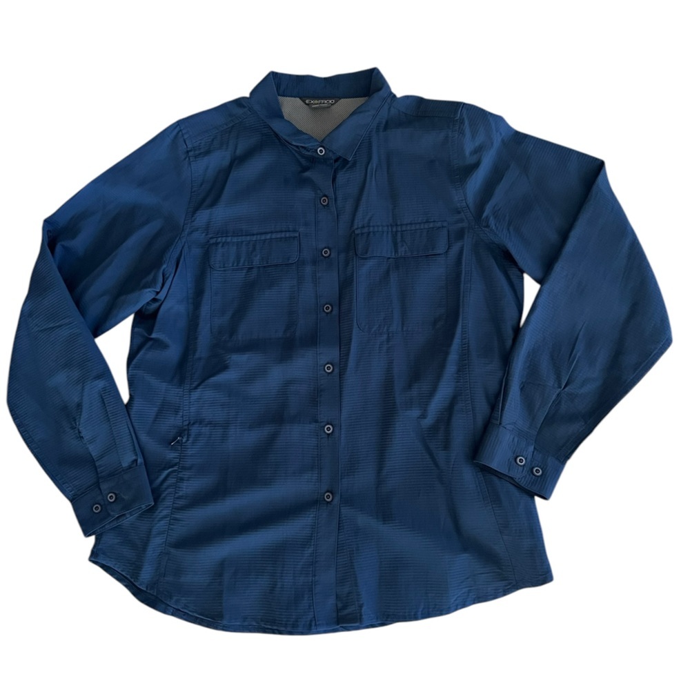ExOfficio button down camping/hiking shirt, vented sides, size large